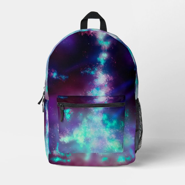 Neon Lights Night Sky Bedruckter Rucksack (Vorderseite)