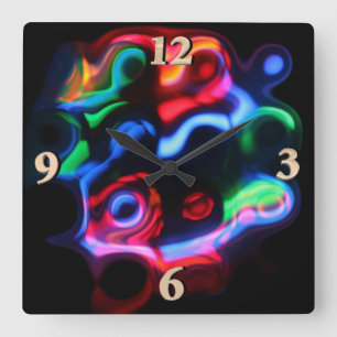 Neon Lights Quadratische Wanduhr