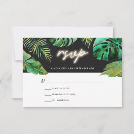 Neon Lights | RSVP für tropische Hochzeiten Karte
