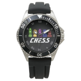 Neon Lights Schach Pieces Schach King Armbanduhr