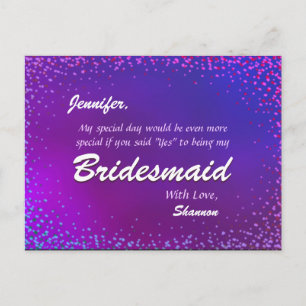 Neon Lights - Werden Sie meine Bridesmaid sein? Einladungspostkarte