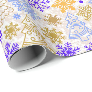 Neon Lila and Gold Christmas Wrapping Paper Geschenkpapier