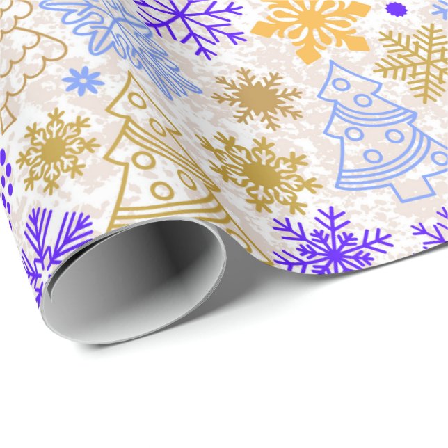 Neon Lila and Gold Christmas Wrapping Paper Geschenkpapier (Rolleneckpunkt)