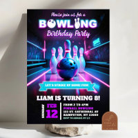 Neon-Lila Cosmic Bowling-Spiel zum Geburtstag