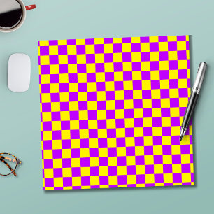 Neon Lila Gelb Kariert Schachbrett Retro Notizblock