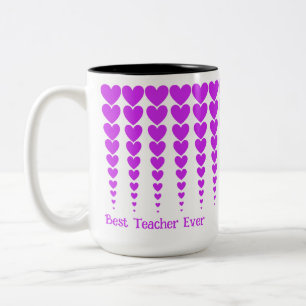 Neon Lila Heart Tinsel, der beste Lehrer je nach B Zweifarbige Tasse