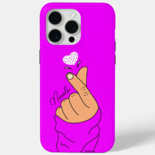 Neon Lila koreanischer Finger Herzsignatur Warme H Case-Mate iPhone Hülle