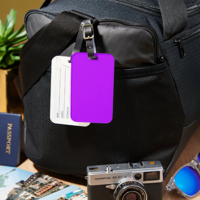 Neon Lila Luggage Tag Gepäckanhänger (Vorderseite & Rückseite)