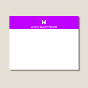 Neon Lila Personalisierter Namensbuchstabe Monogra Mitteilungskarte
