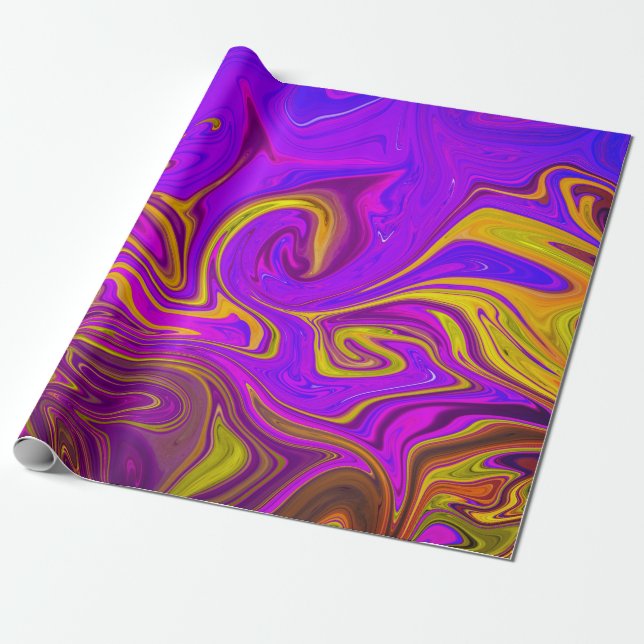 Neon Lila Pink Yellow Abstract Design  Geschenkpapier (Ungerollt)