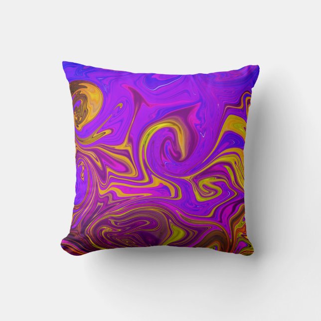 Neon Lila Pink Yellow Abstract Design Kissen (Vorderseite)