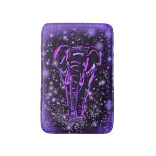 Neon Lila rosa Elefant Spaziergang an der Starry N Badematte
