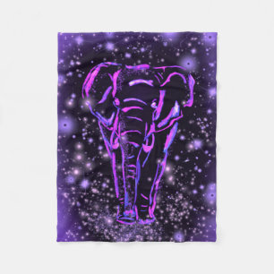 Neon Lila rosa Elefant Spaziergang an der Starry N Fleecedecke