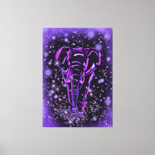 Neon Lila rosa Elefant Spaziergang an der Starry N Leinwanddruck