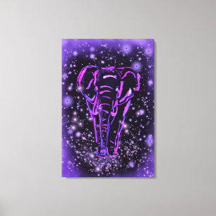 Neon Lila rosa Elefant Spaziergang an der Starry N Leinwanddruck
