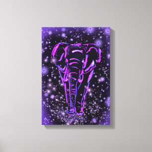Neon Lila rosa Elefant Spaziergang an der Starry N Leinwanddruck