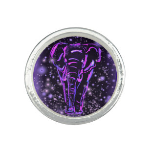 Neon Lila rosa Elefant Spaziergang an der Starry N Ring