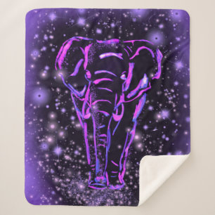 Neon Lila rosa Elefant Spaziergang an der Starry N Sherpadecke