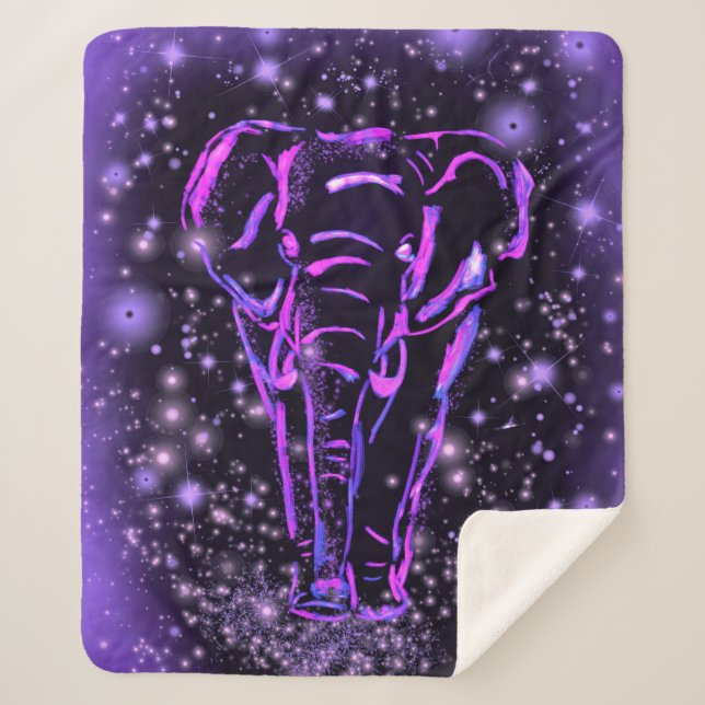 Neon Lila rosa Elefant Spaziergang an der Starry N Sherpadecke (Vorderseite)