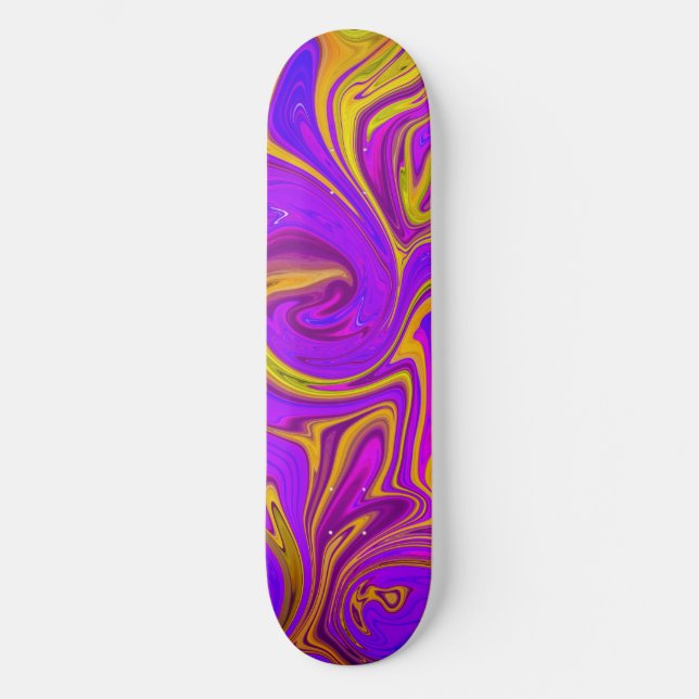 Neon Lila rosa gelbe abstrakte Gestaltung Skateboard (Vorderseite)