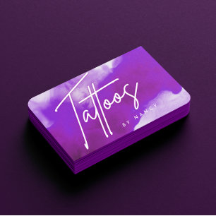 Neon & Lila Smoke Tattoo Artist Visitenkarte