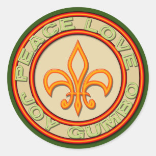 Neon Lilie Peace Liebe Gumbo Runder Aufkleber
