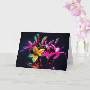 Neon-Liliengarten-Kunstnotizkarte  Karte