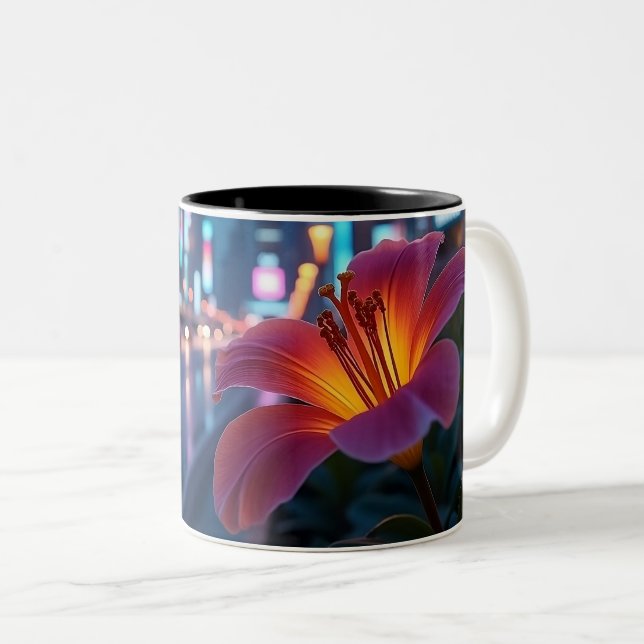 Neon Lily Zweifarbige Tasse (VorderseiteRechts)