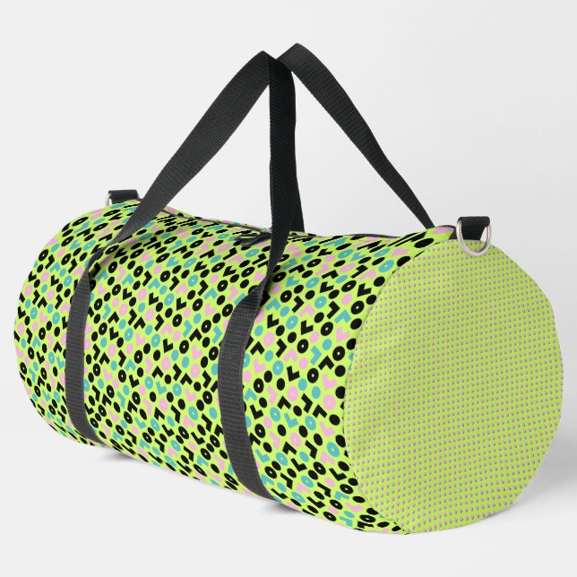 NEON LIME GREEN BLUE BLACK PINK PATTERN DUFFLE BAG (Linke Ecke)