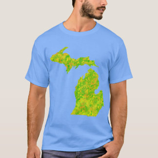 Neon-Limettengrüne Farbspritzer Michigan-Silhouett T-Shirt
