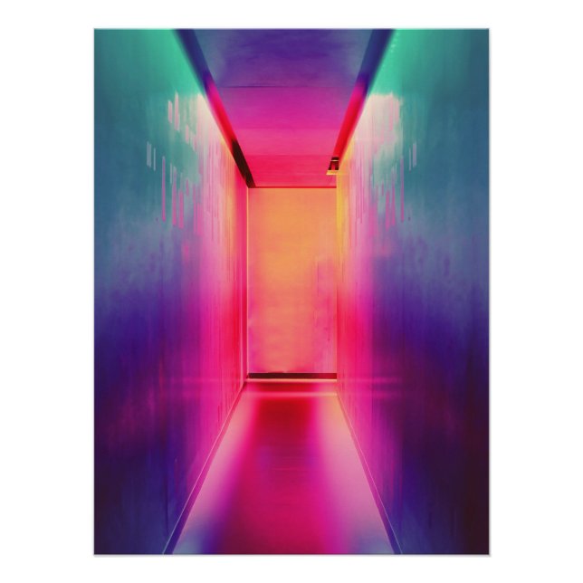 Neon Liminal Hallway Poster (Vorderseite)