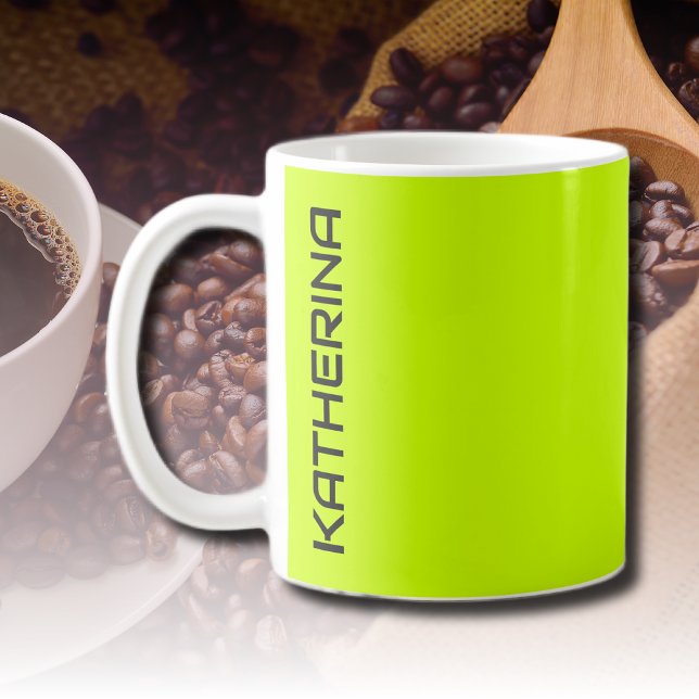 Neon Limon Yellow Solid Color | PERSONALISIERT Kaffeetasse (Von Creator hochgeladen)