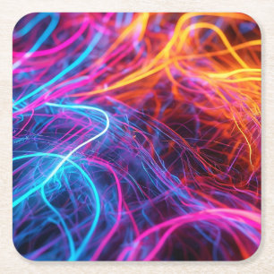 Neon Lines Rechteckiger Pappuntersetzer
