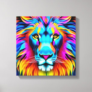 Neon Lion - Motivierend Pop Kunst Leinwanddruck