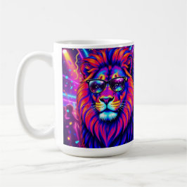 Neon Lion Party Animal – Colourful Retro Graphic Kaffeetasse