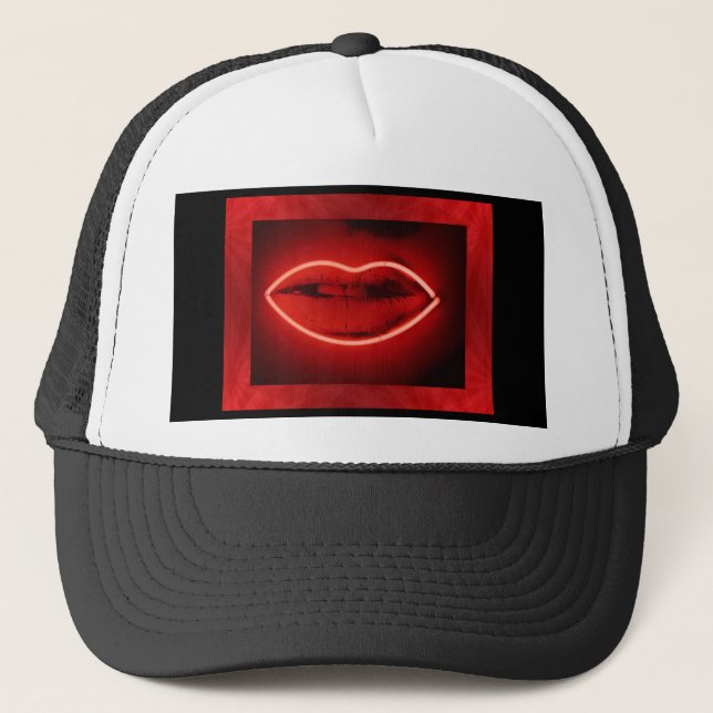 Neon Lips Hat Truckerkappe (Vorderseite)