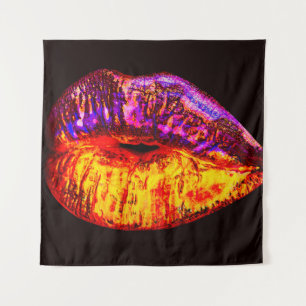 Neon lips wandteppich