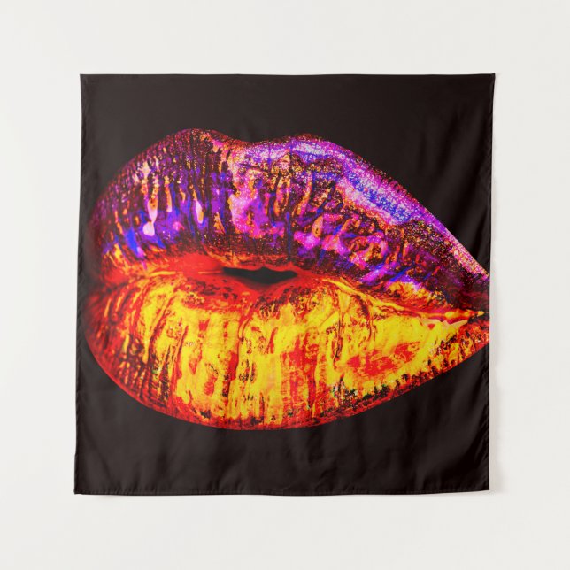 Neon lips wandteppich (Vorderseite)