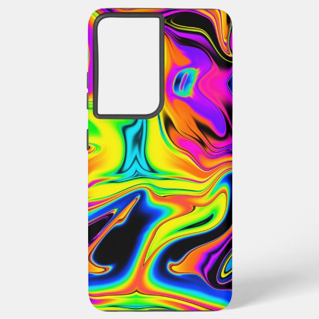 Neon Liquid Marble Samsung Handy Case Galaxy Hülle (Rückseite)