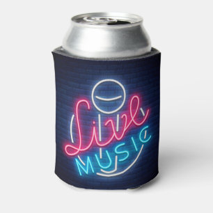 Neon Live Music Kurviert Word Art Word Text Kunst Dosenkühler