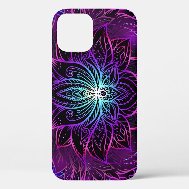 Neon Lotus Blume Boho Print Case-Mate iPhone Hülle (Rückseite)