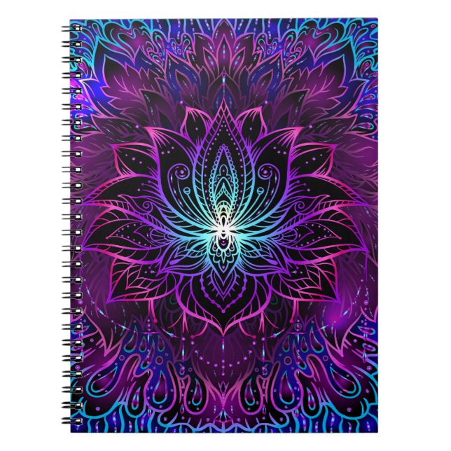 Neon Lotus Blume Boho Print Notizblock (Vorderseite)