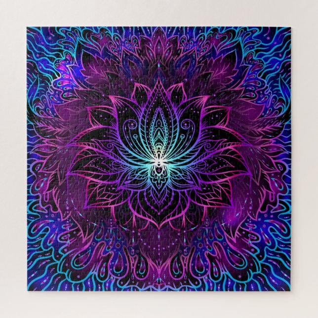 Neon Lotus Blume Boho Print Puzzle (Vertikal)