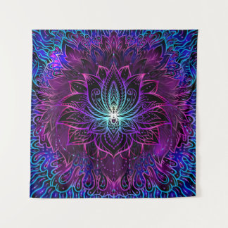 Neon Lotus Blume Boho Print Wandteppich