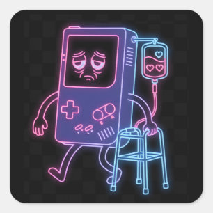 Neon Lustiger Gamer Geburtstagsfeier Retro Video Quadratischer Aufkleber