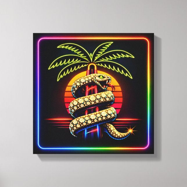 Neon Lux Miami Nights Diamond encrusted snake Leinwanddruck (Vorderseite)