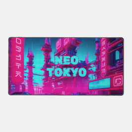 Neon Magenta Cyan Cyberpunk Neo Tokyo Gamer Schreibtischunterlage