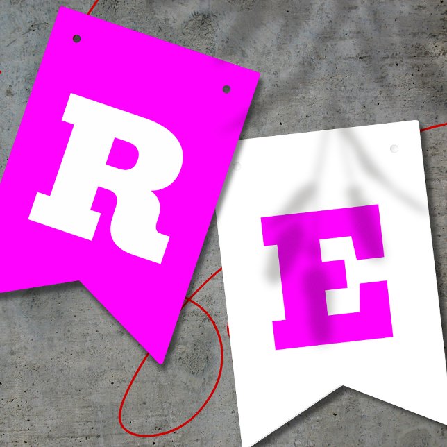 Neon Magenta und Weiße Farbe | Anpassen Wimpelkette (Von Creator hochgeladen)