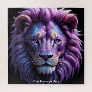 Neon Majesty Rich Vibranful Colorful Lion Wildlife Puzzle