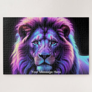 Neon Majesty Vibrany Lion Colorful Wildlife Puzzle